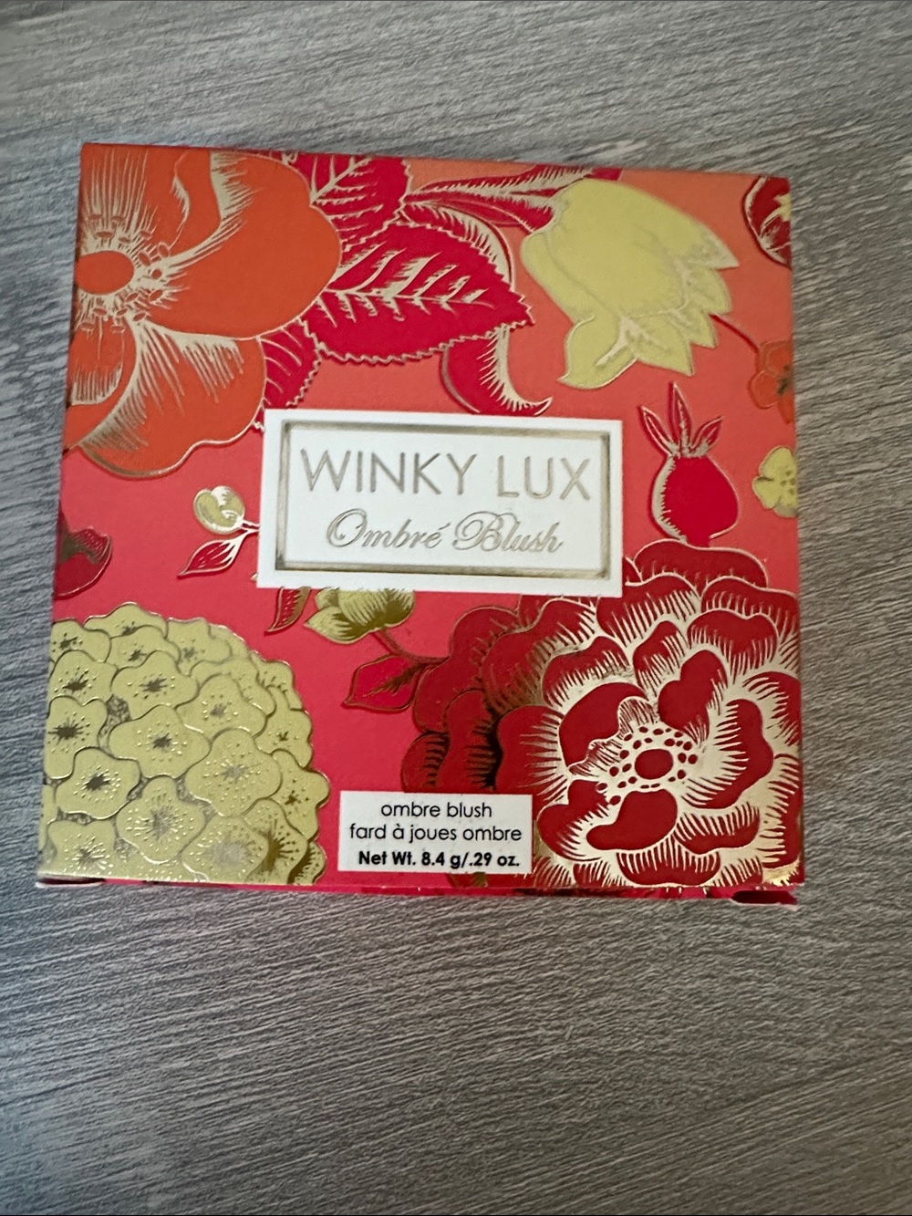 NWOT Winky Lux Ombré Blush Palette - Coral, Gold & Cream Floral Case